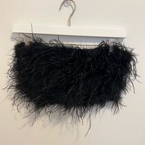 Peppermayo The Night Is Ours black feather crop top